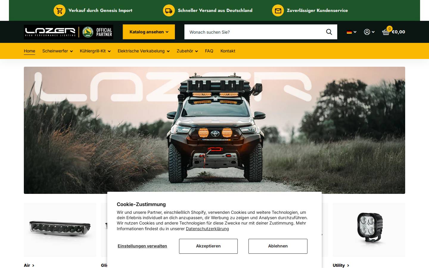 lazer-lamps.de homepage screenshot