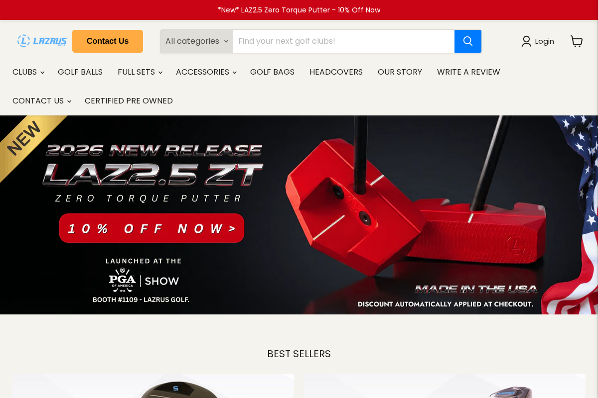 lazrusgolf.com homepage screenshot