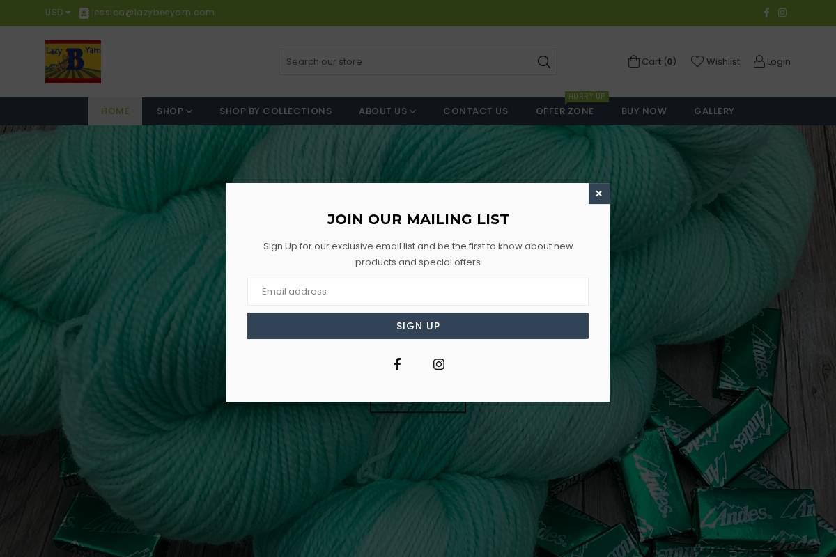 lazybeeyarn.com homepage screenshot