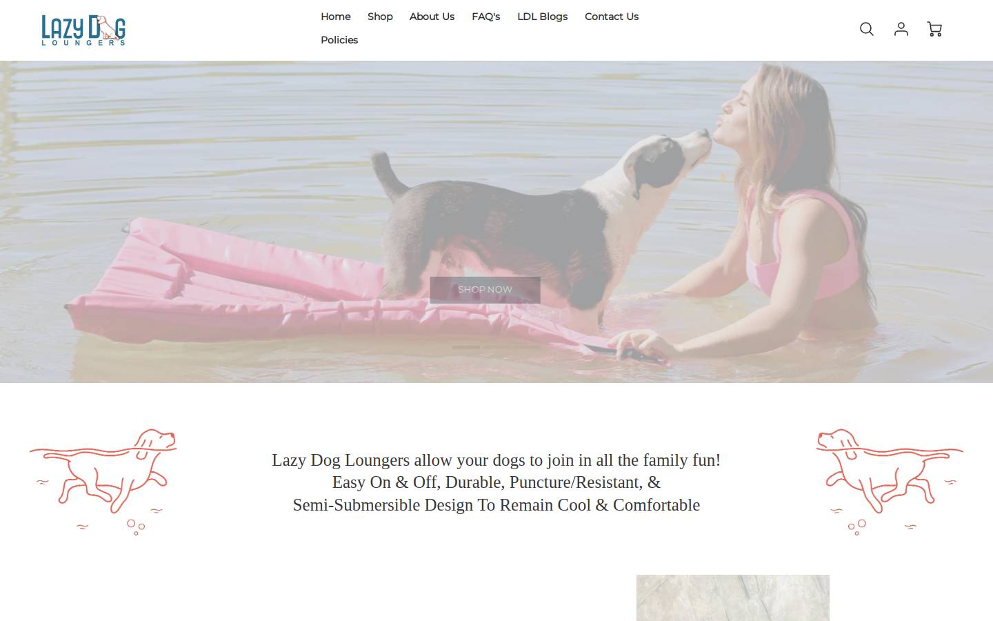 lazydogloungers.com homepage screenshot