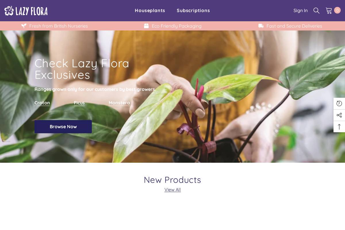 Lazy Flora homepage screenshot