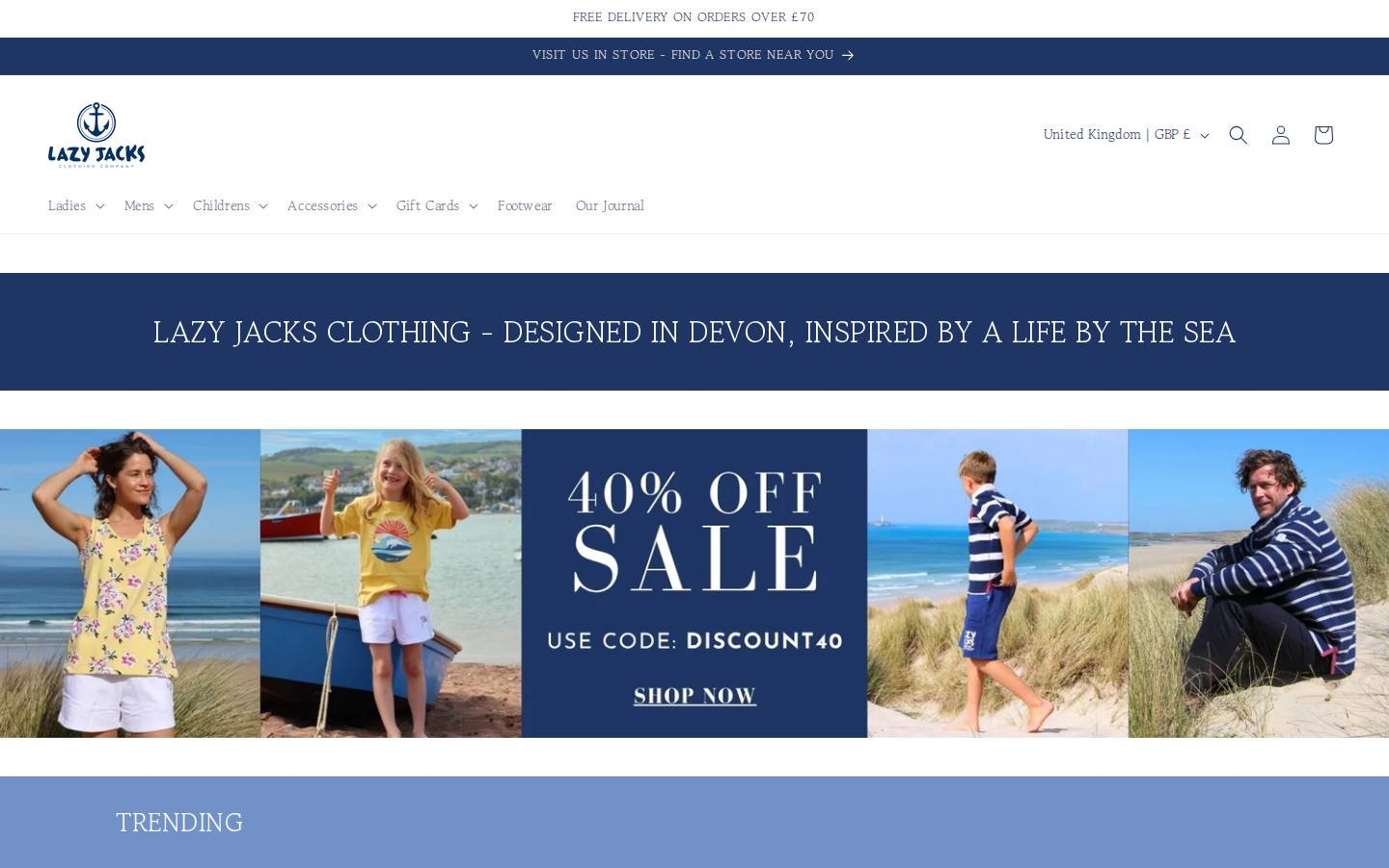 Lazy Jacks Clothing homepage screenshot