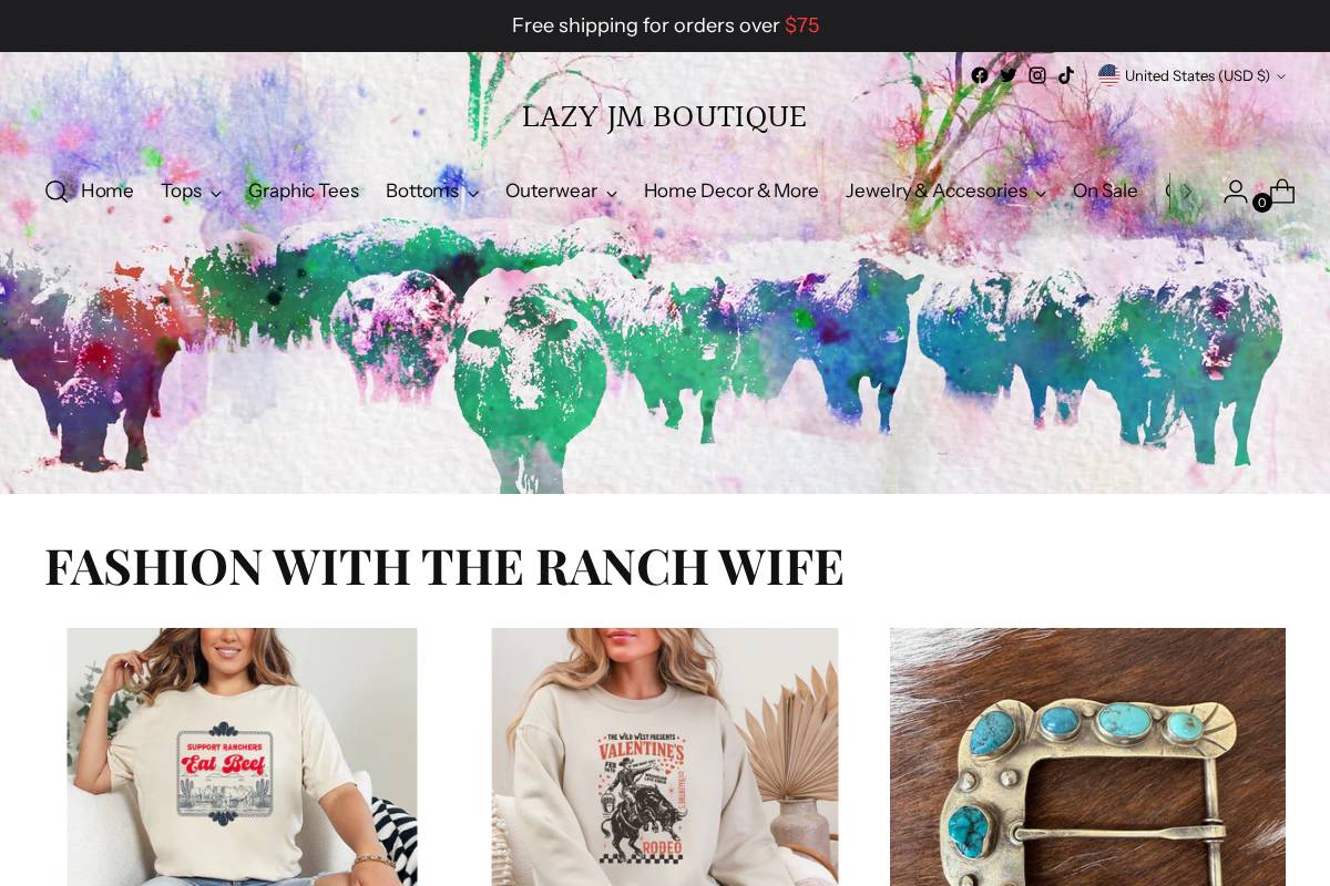 Lazy JM Boutique homepage screenshot