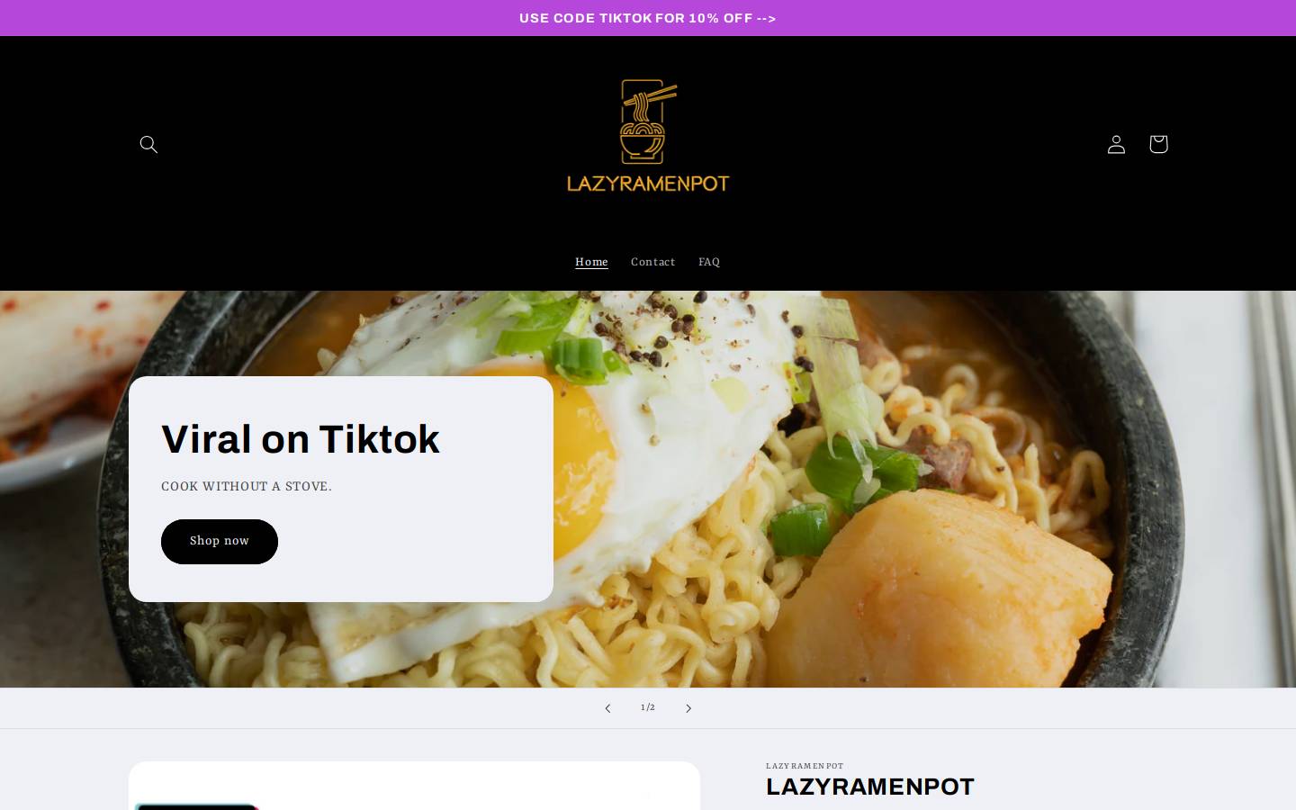 lazyramenpot.com homepage screenshot