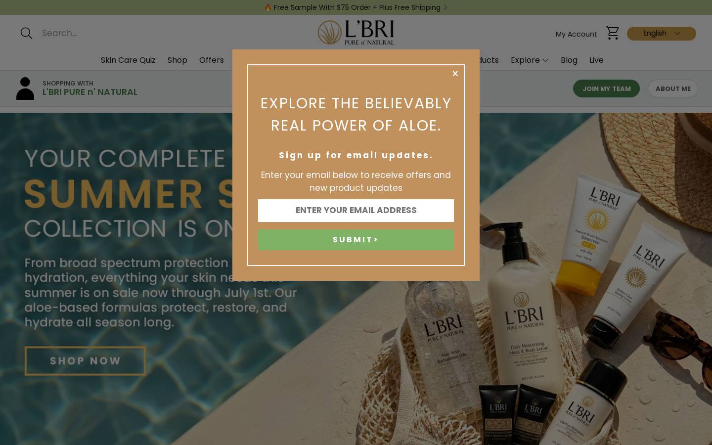 LBRI Pure n Natural homepage screenshot