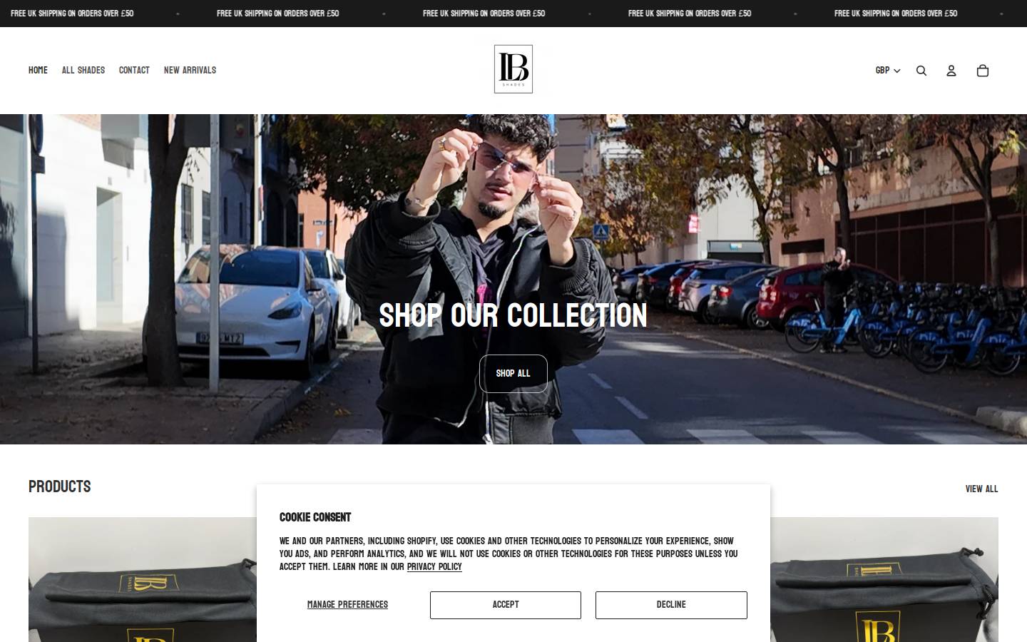lbshades.com homepage screenshot