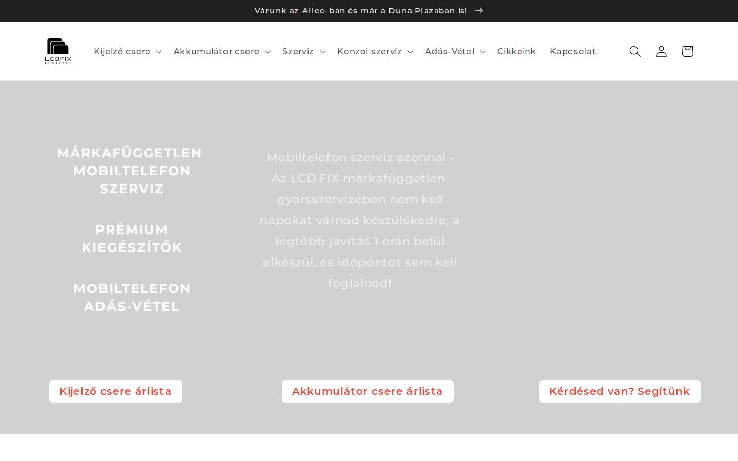 lcdfix.hu homepage screenshot