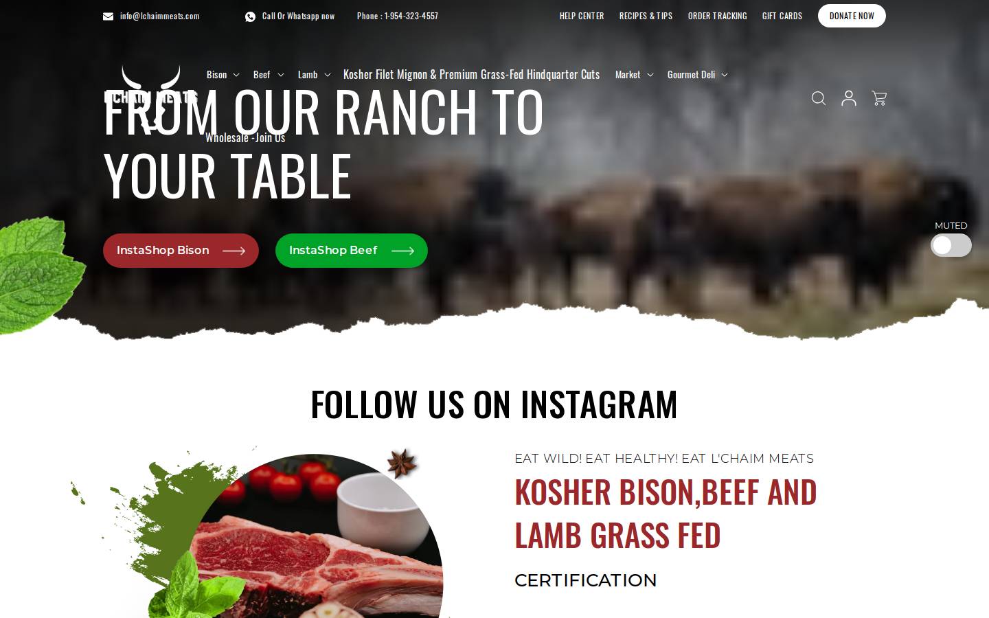 lchaimmeats.com homepage screenshot