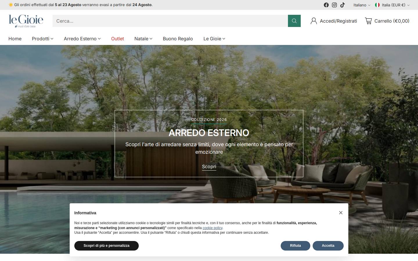Le Gioie homepage screenshot