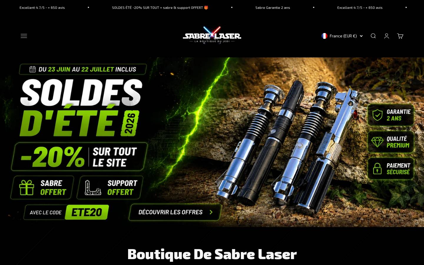Le Sabre Laser homepage screenshot