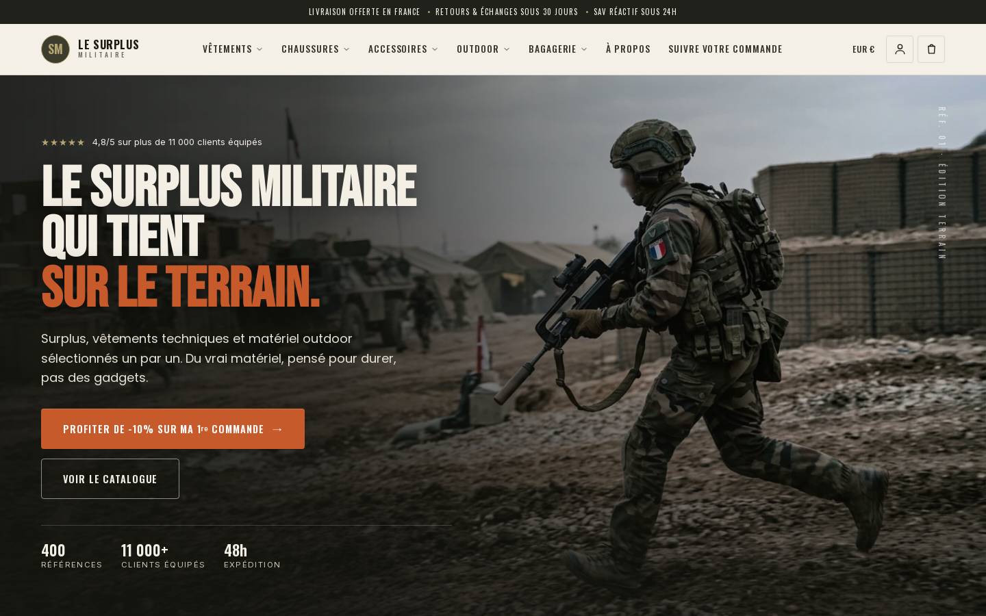 le-surplus-militaire.com homepage screenshot