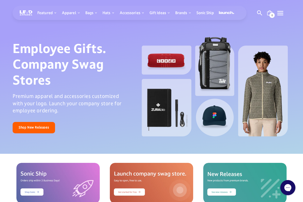 LEADapparel.com homepage screenshot