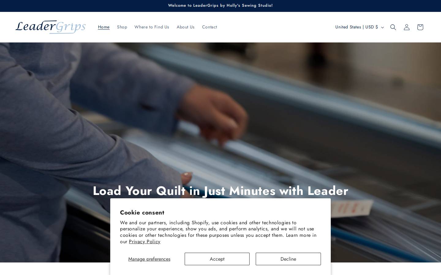 leadergrips.com homepage screenshot