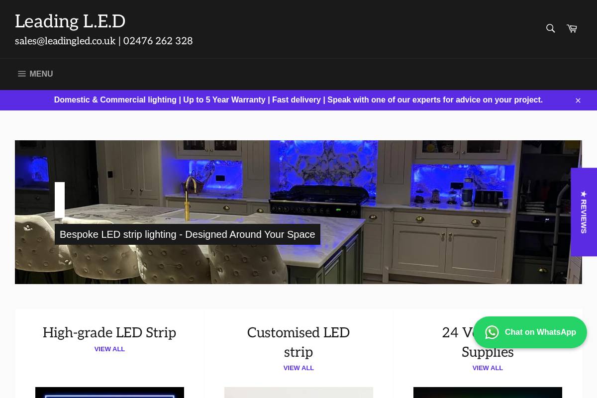 leadingled.co.uk homepage screenshot
