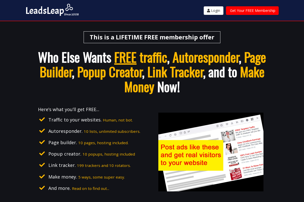 Leadsleap homepage screenshot