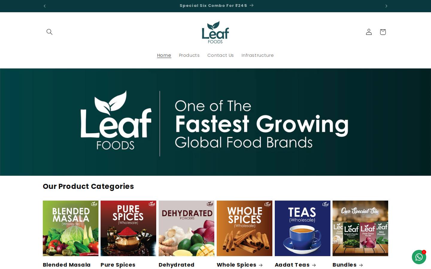 leaffoodscorporation.com homepage screenshot