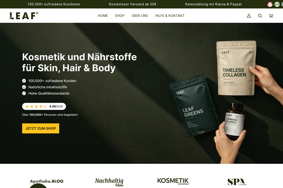 LEAF homepage screenshot