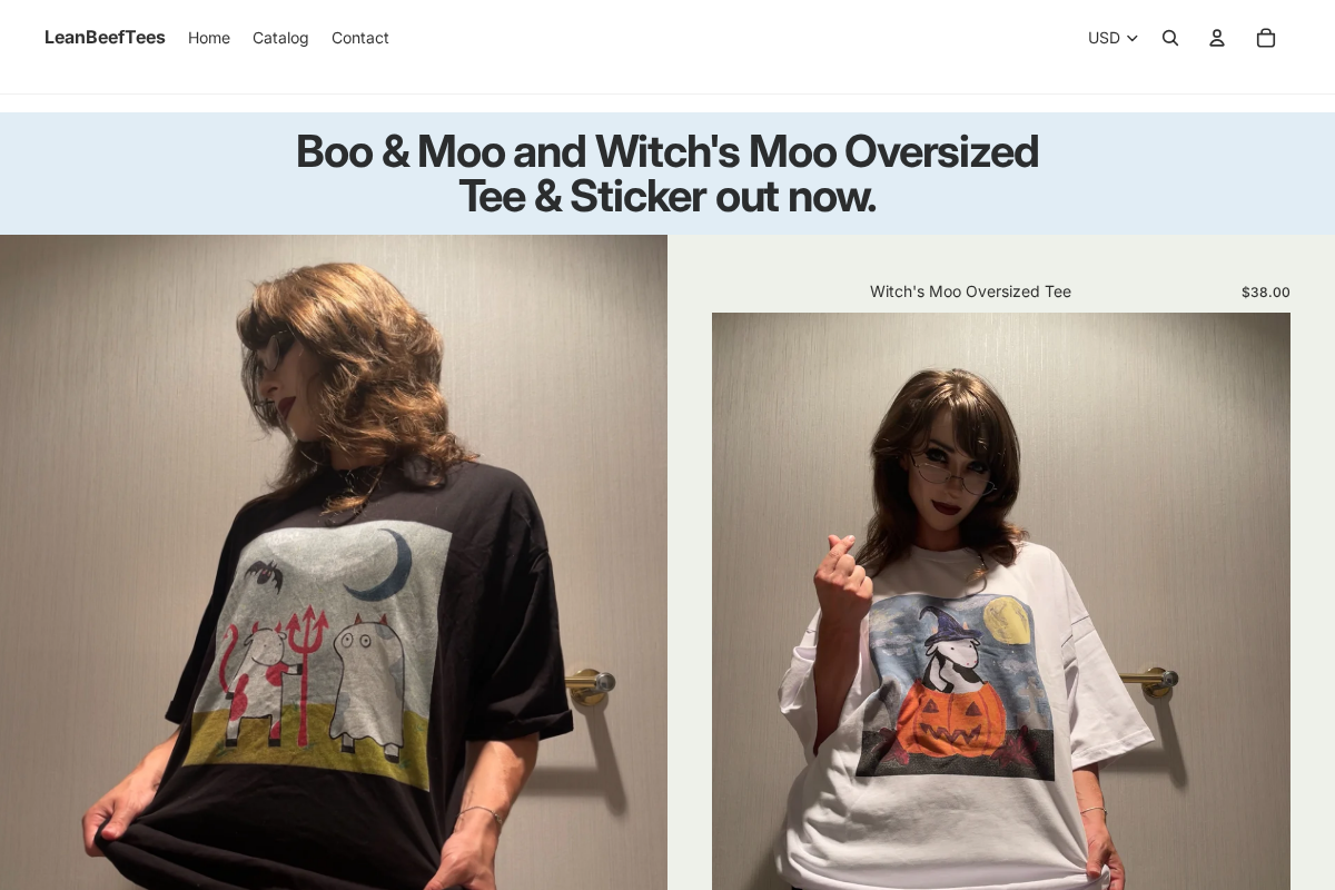 LeanBeefTees homepage screenshot