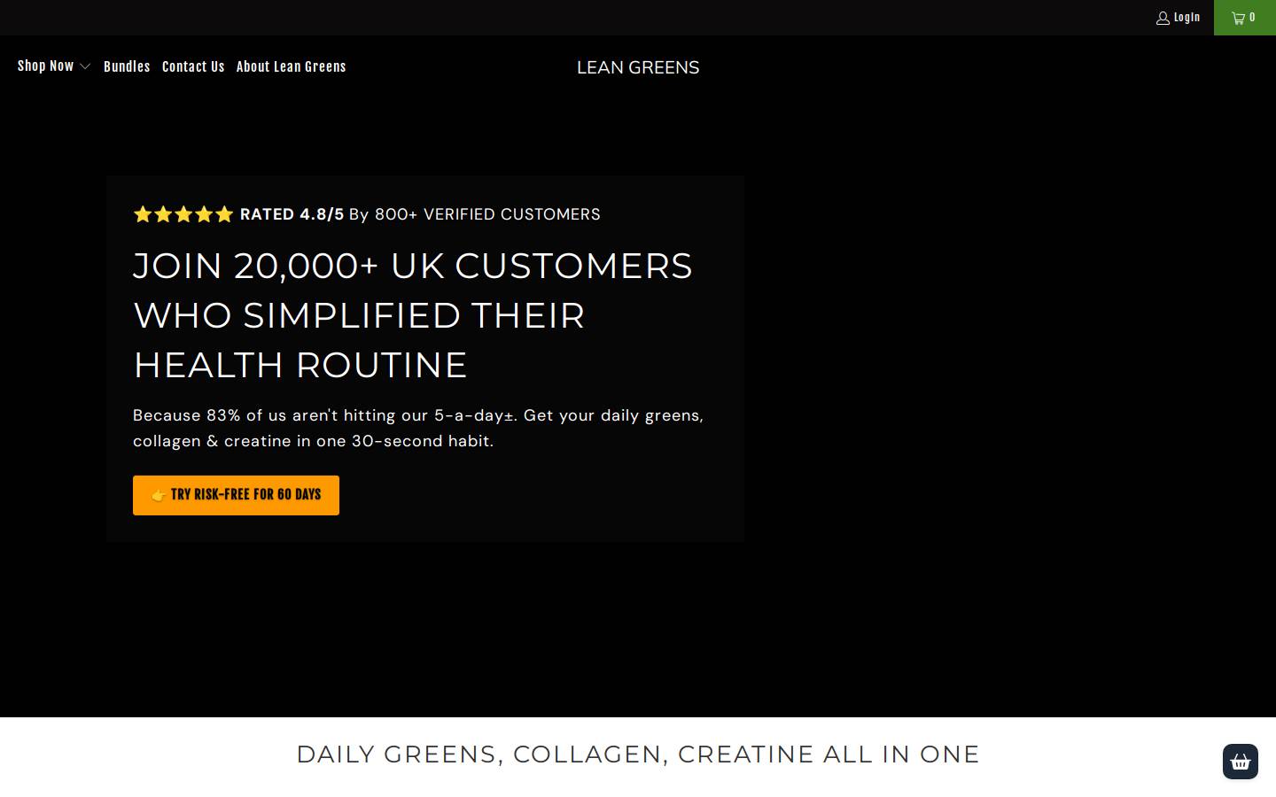 leangreens.co.uk homepage screenshot