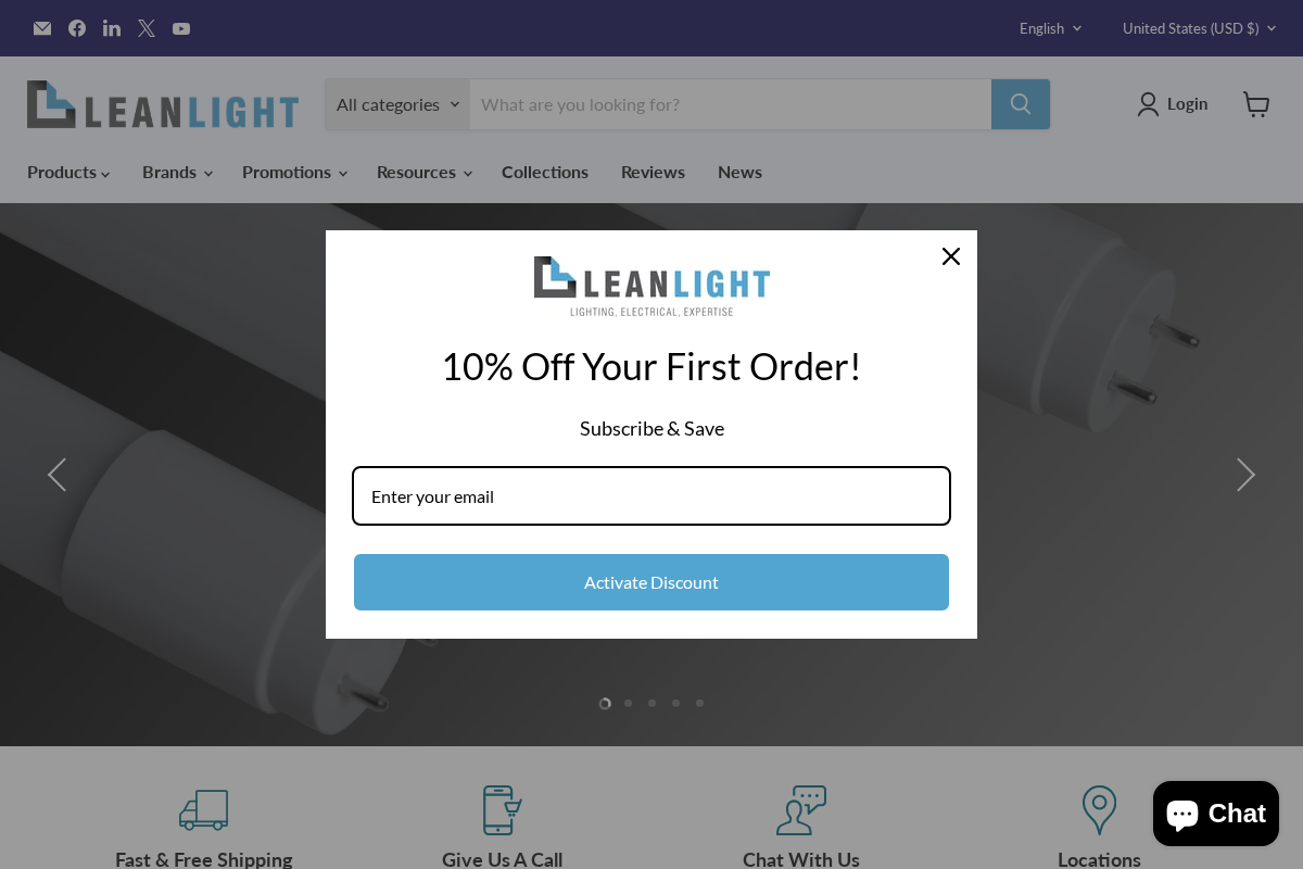 LeanLight homepage screenshot