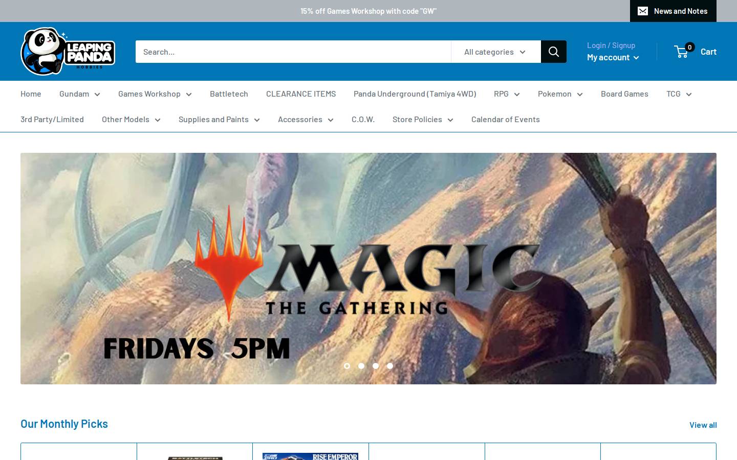 leapingpandahobbies.com homepage screenshot