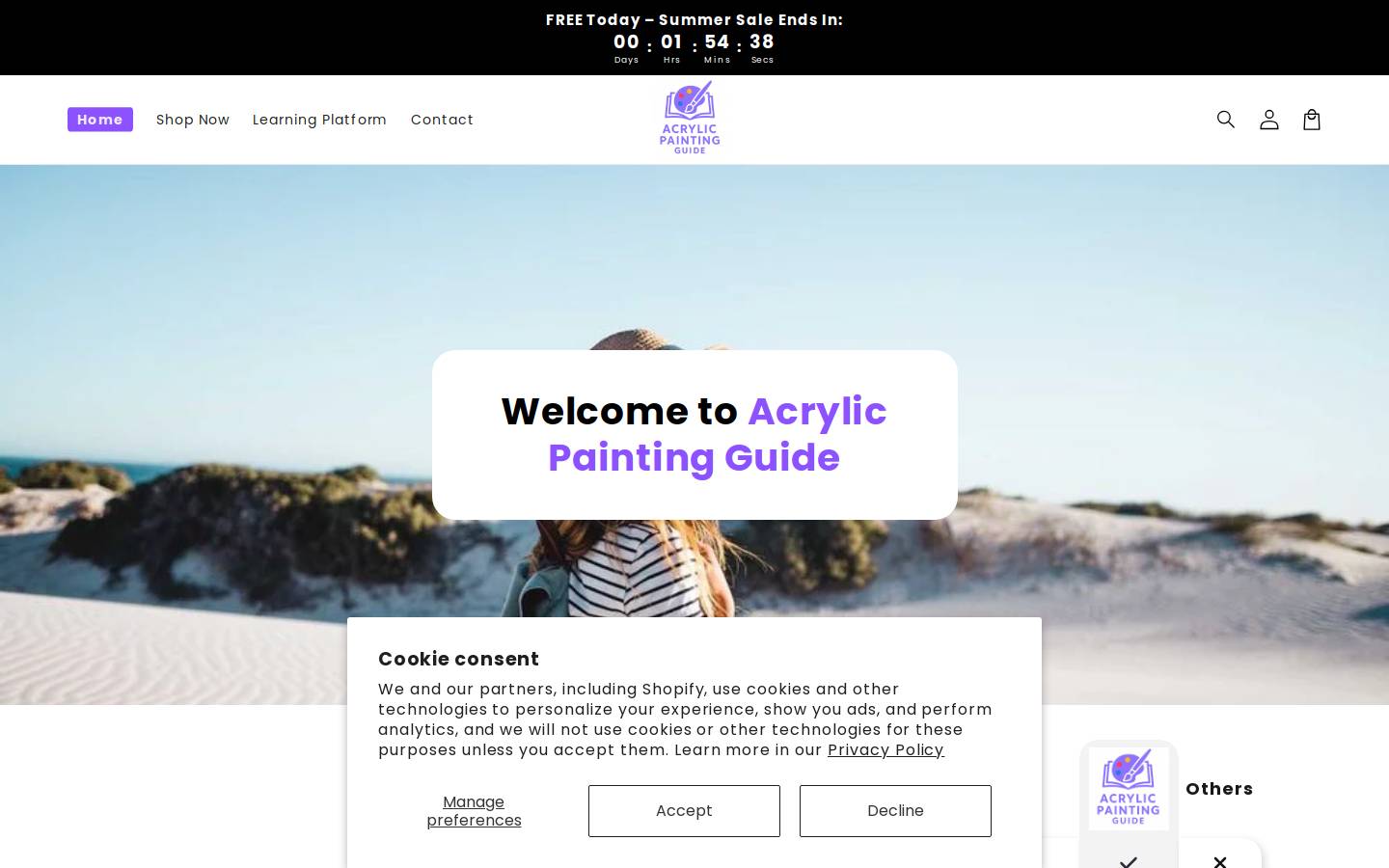 Learnacrylic homepage screenshot