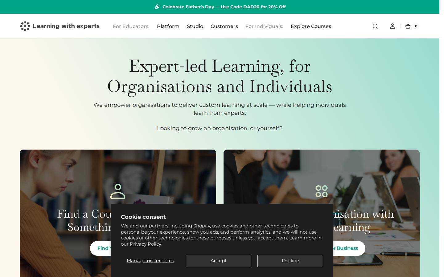 Learning with Experts homepage screenshot