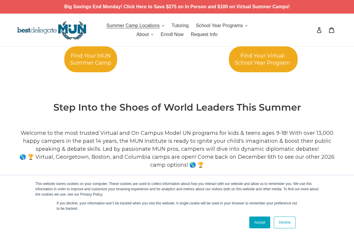 Model United Nations Institute by Best Delegate homepage screenshot