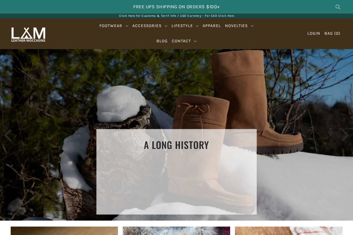 Leather-Moccasins homepage screenshot