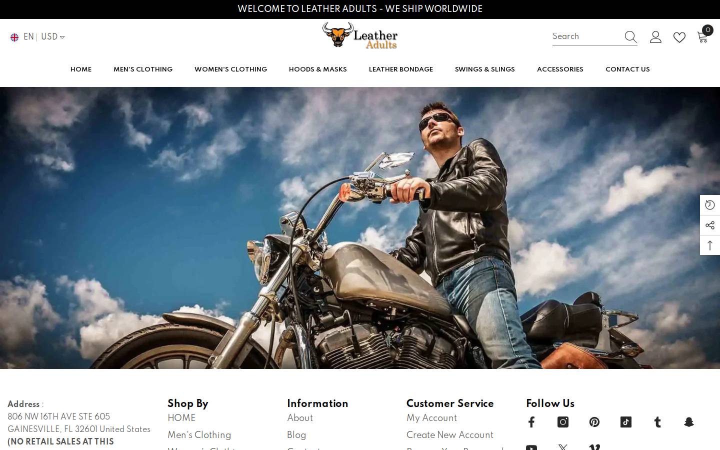 Leatheradults homepage screenshot