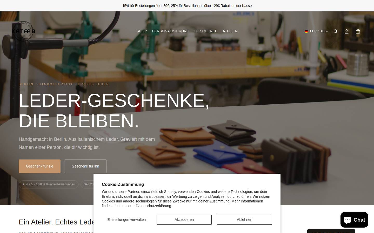 leatherbaghandmade.com homepage screenshot