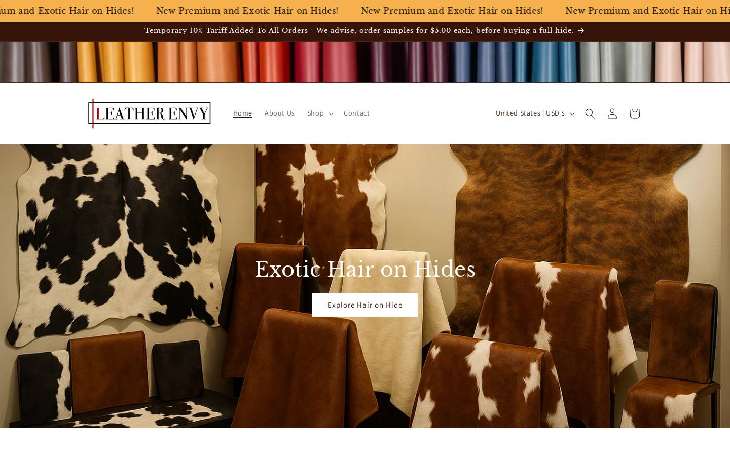 leatherenvy.com homepage screenshot
