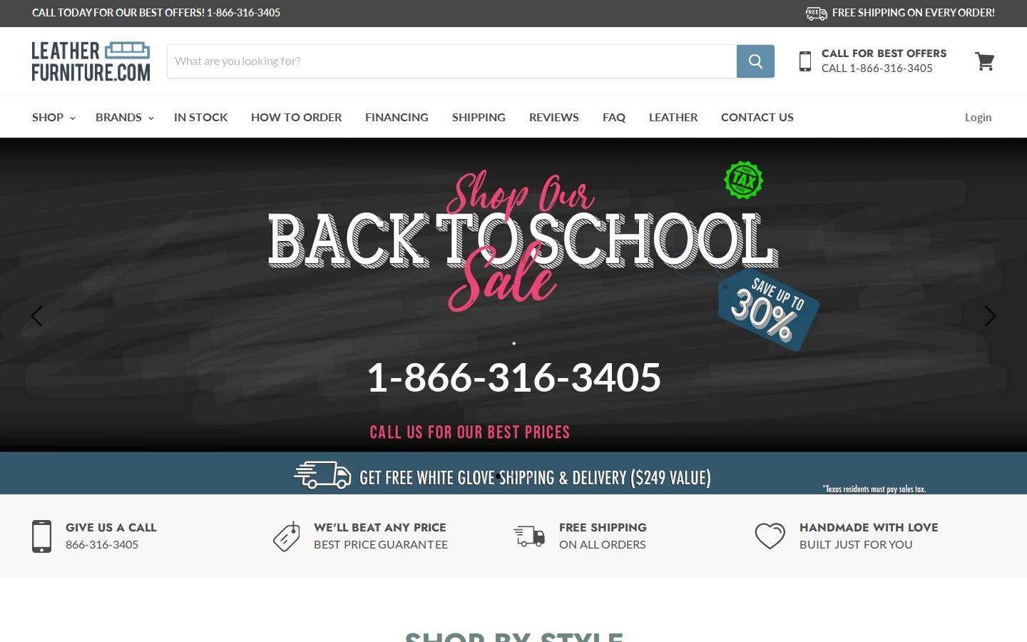 leatherfurniture.com homepage screenshot
