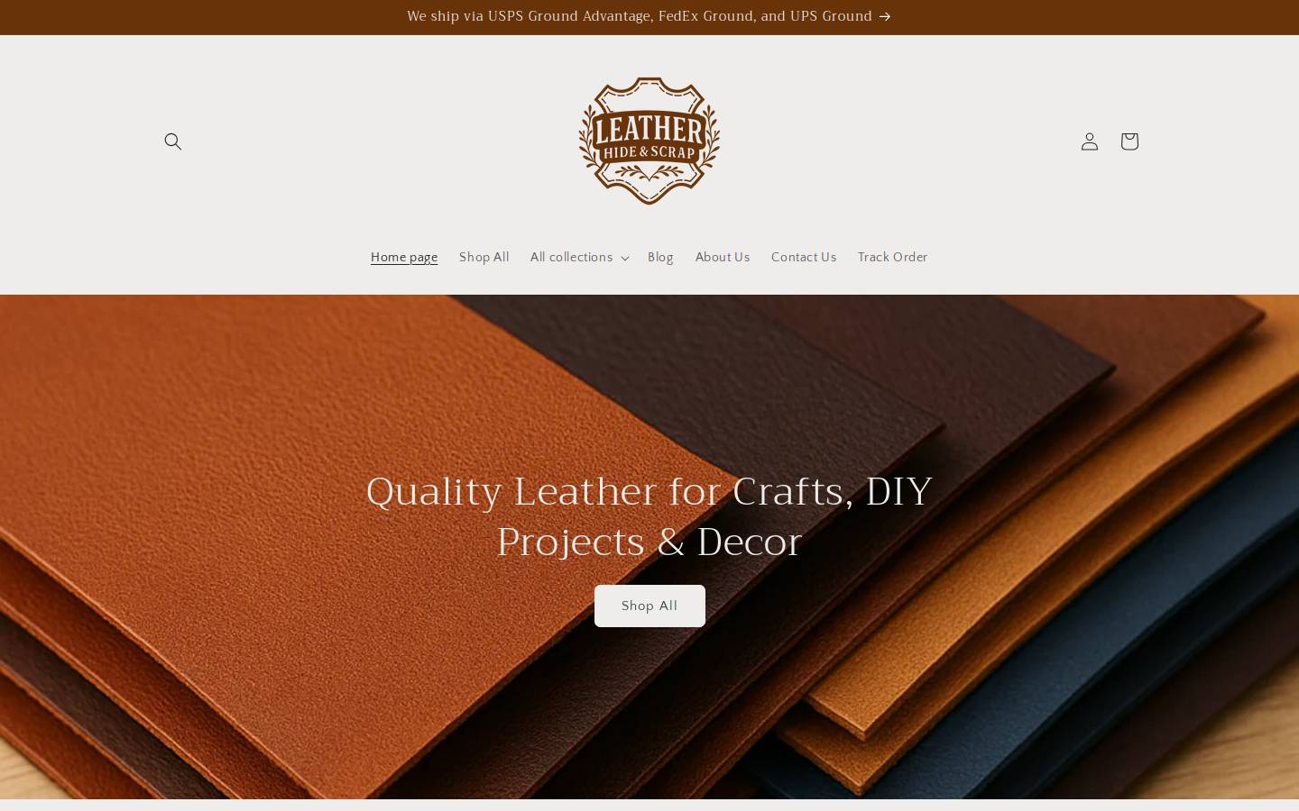 leatherhidescrap.com homepage screenshot