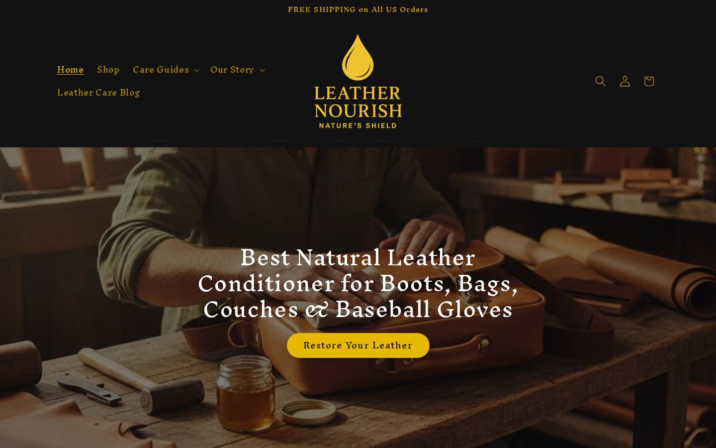 leathernourish.com homepage screenshot