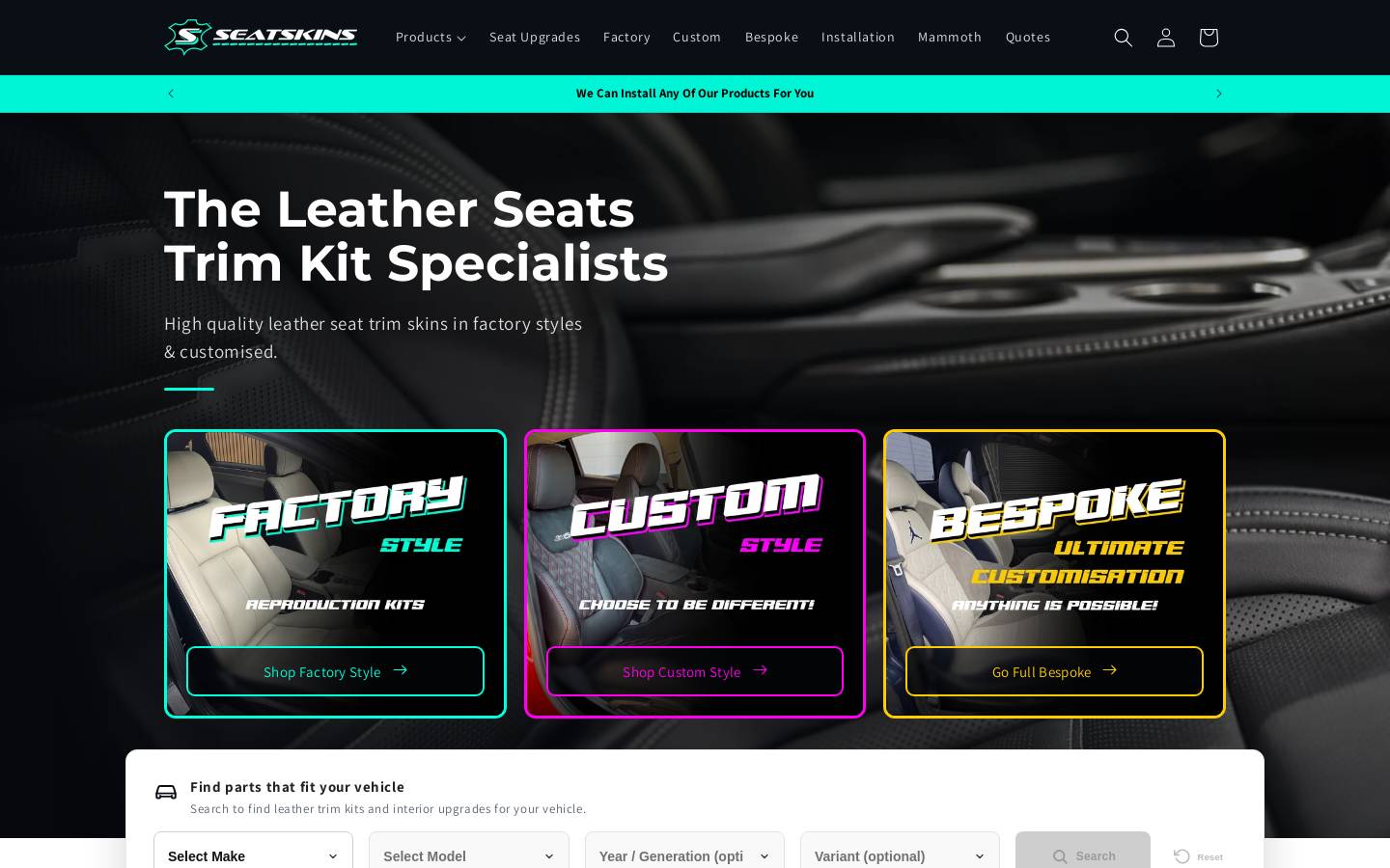 Customized Factory Interiors homepage screenshot