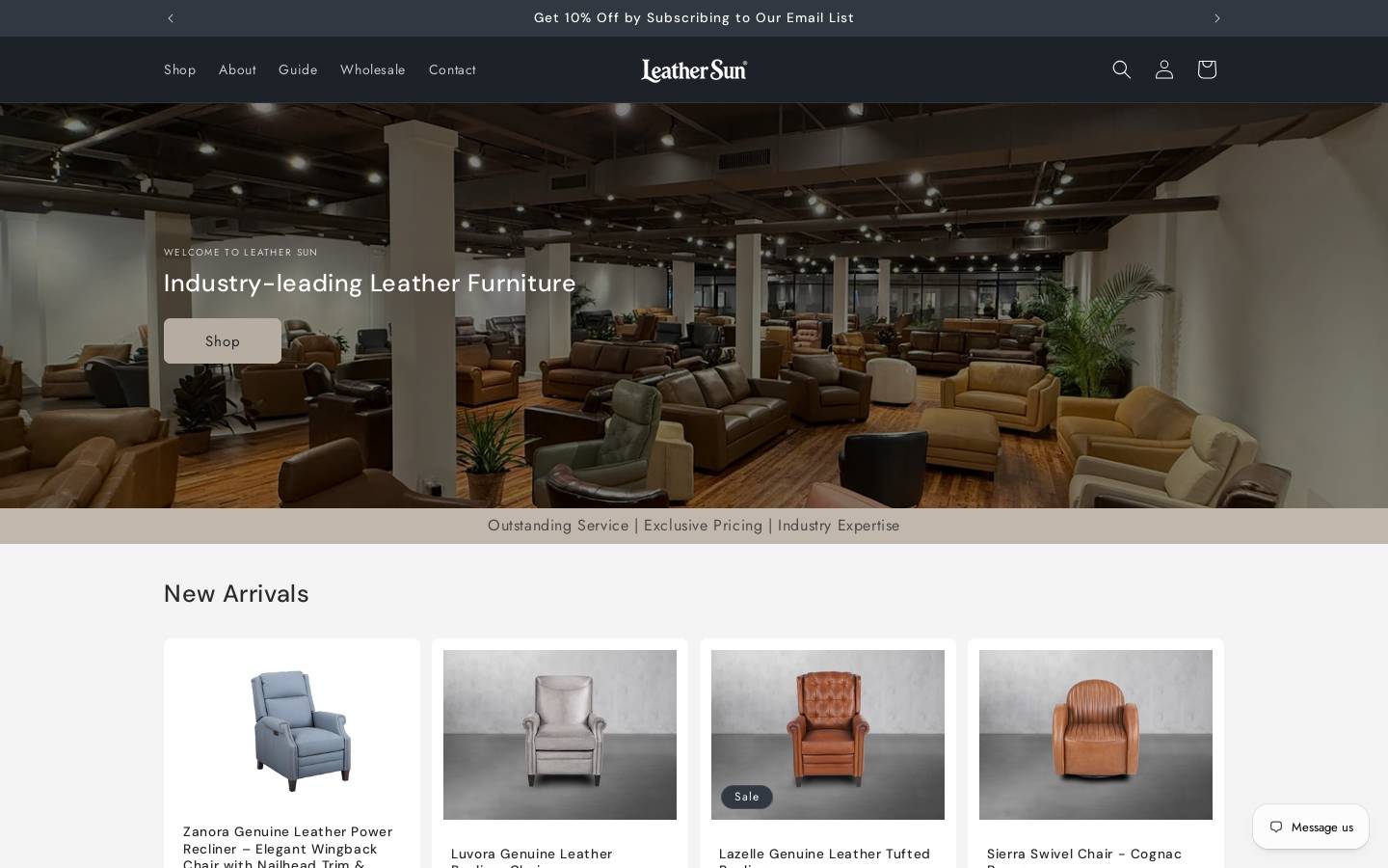 leathersun.com homepage screenshot