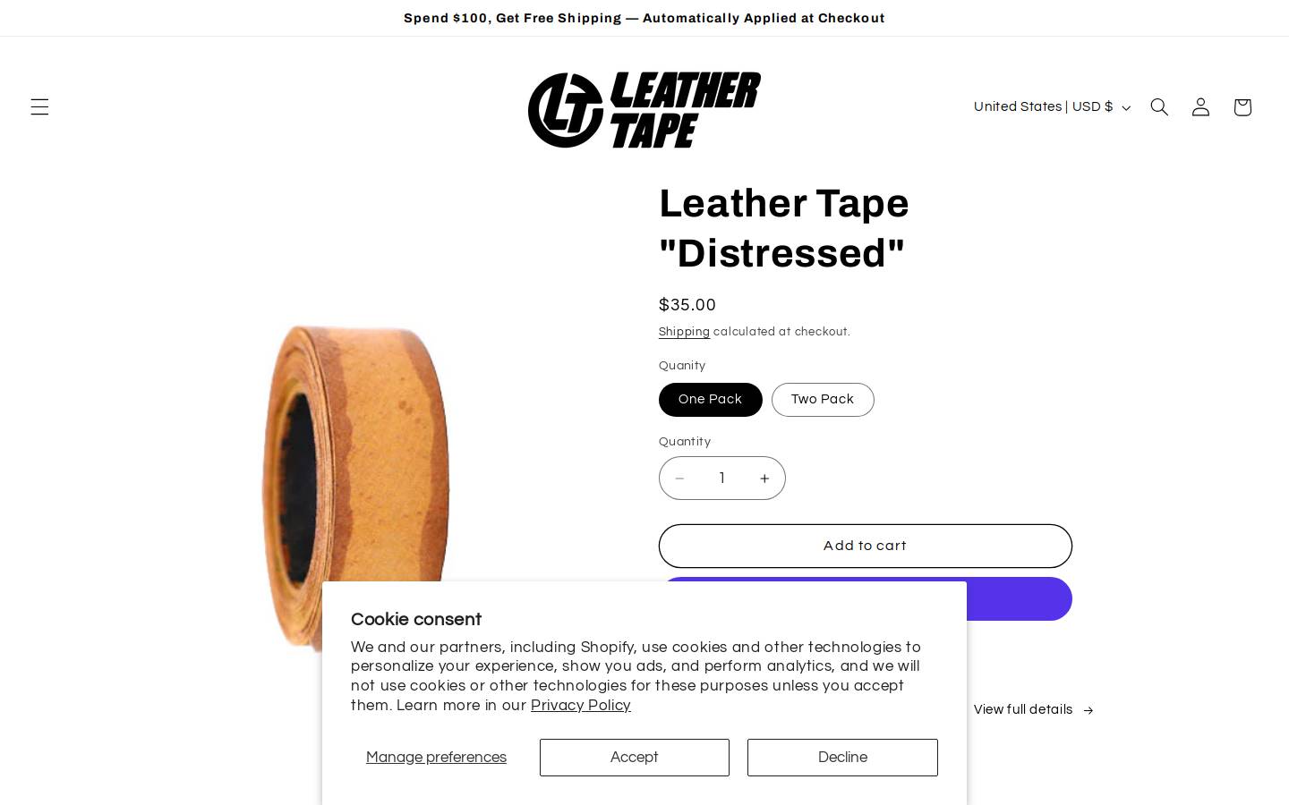 leathertape.com homepage screenshot