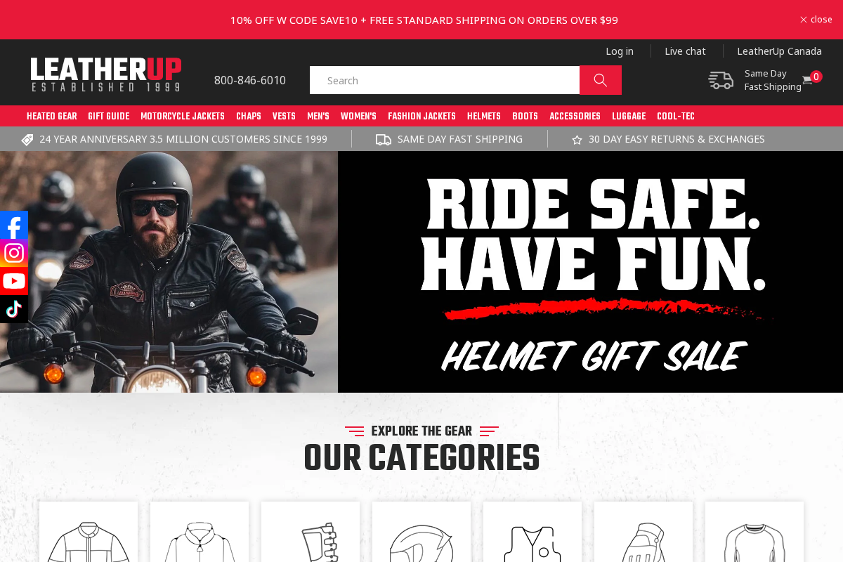 LeatherUp.com homepage screenshot