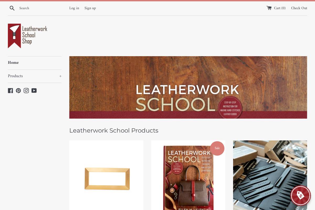 leatherworkschoolshop.com homepage screenshot