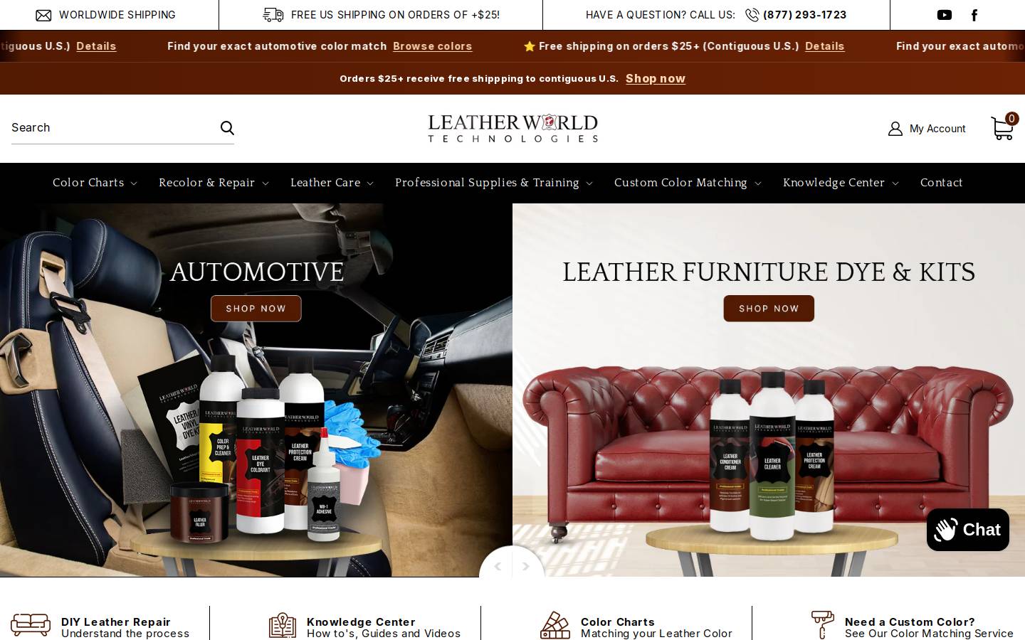 Leather World Technologies homepage screenshot