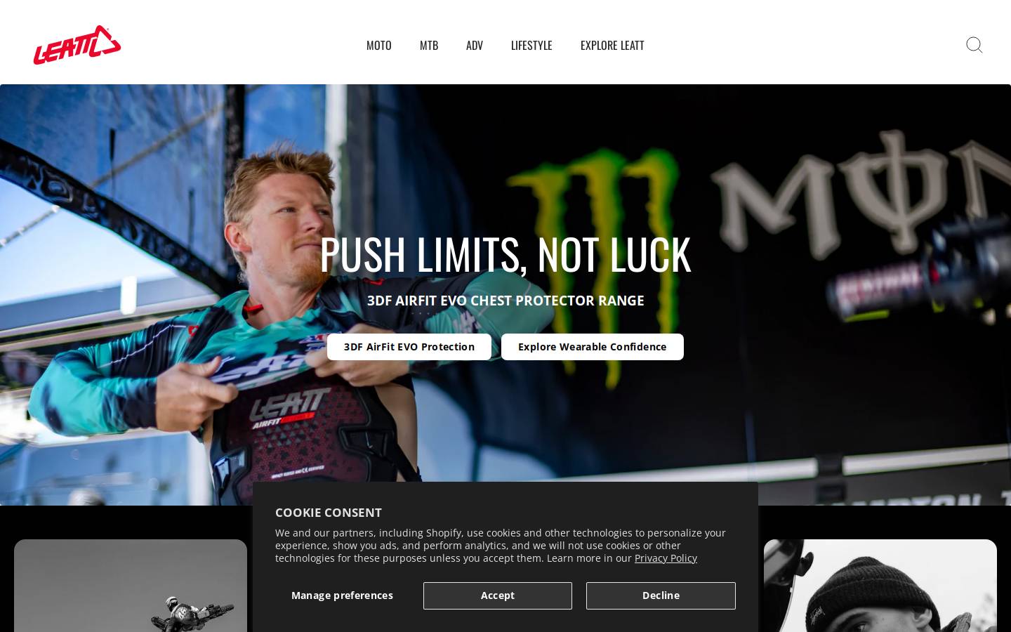 Leatt Protectives homepage screenshot