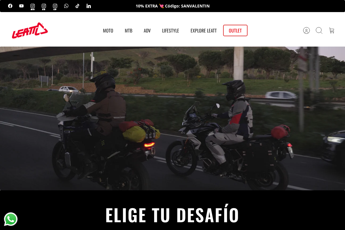 Leatt Protectives homepage screenshot