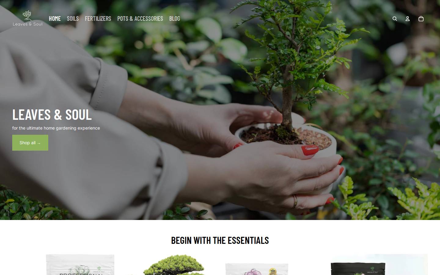 leavesandsoul.com homepage screenshot