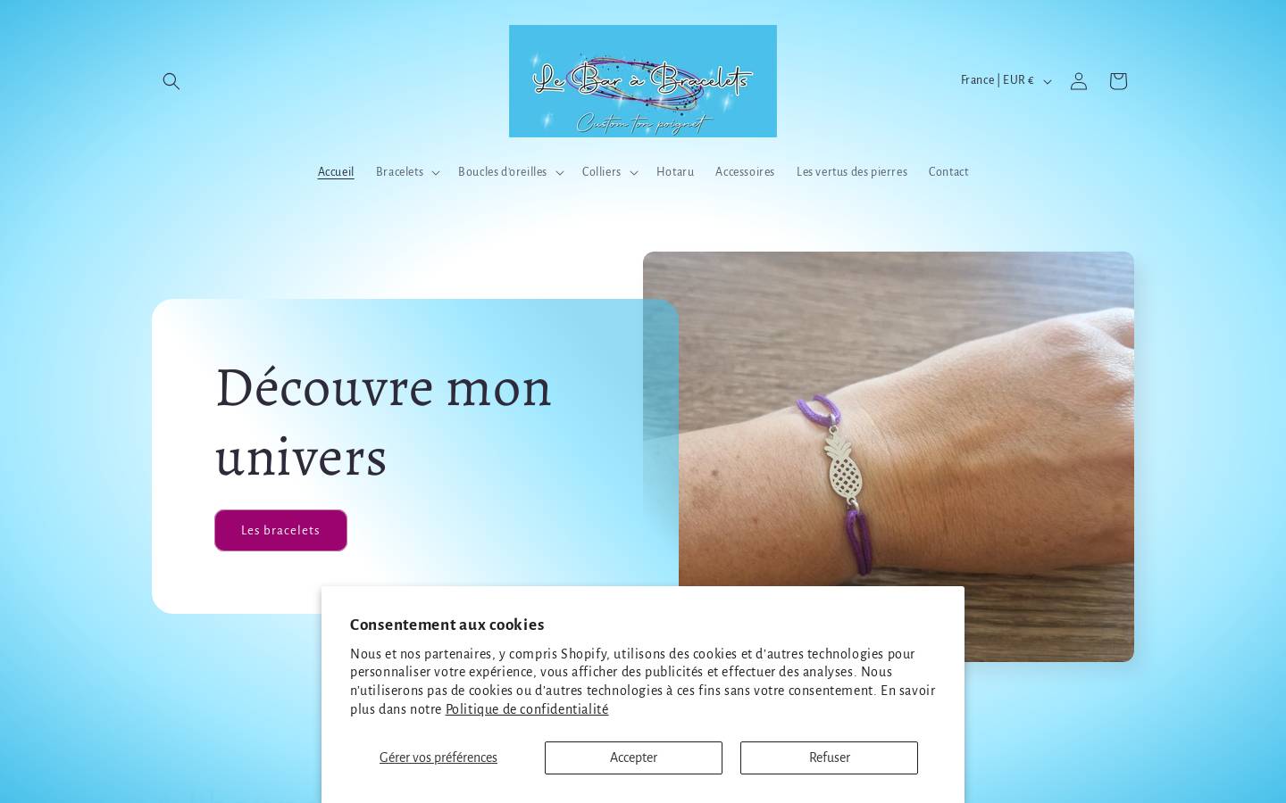 lebarabracelets.fr homepage screenshot