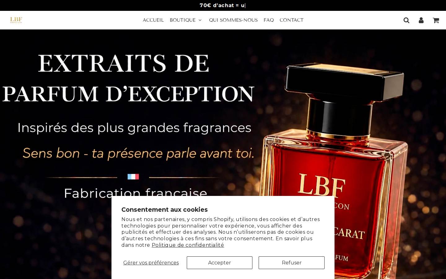 Lebonflacon homepage screenshot