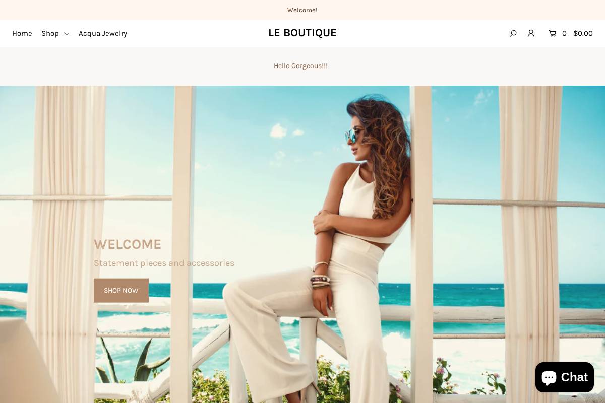 Le Boutique homepage screenshot