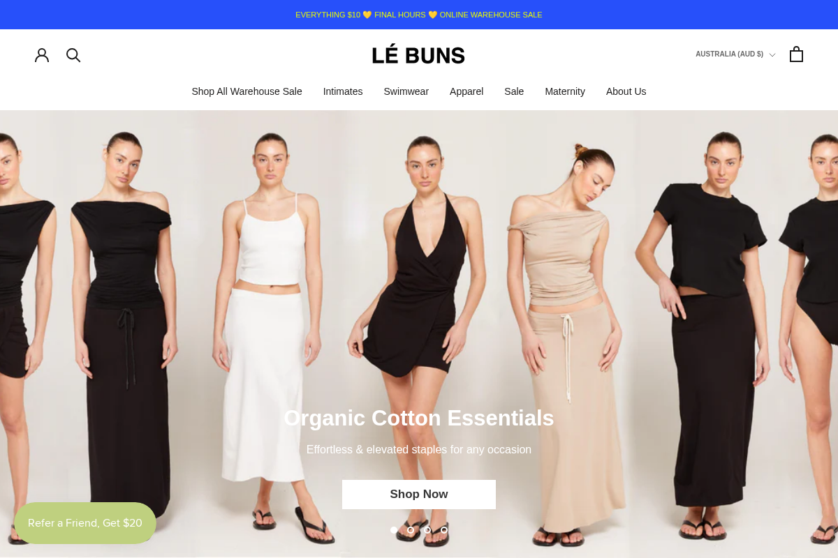 lebuns.com.au homepage screenshot