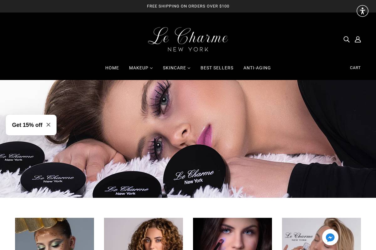lecharmecosmetics.com homepage screenshot