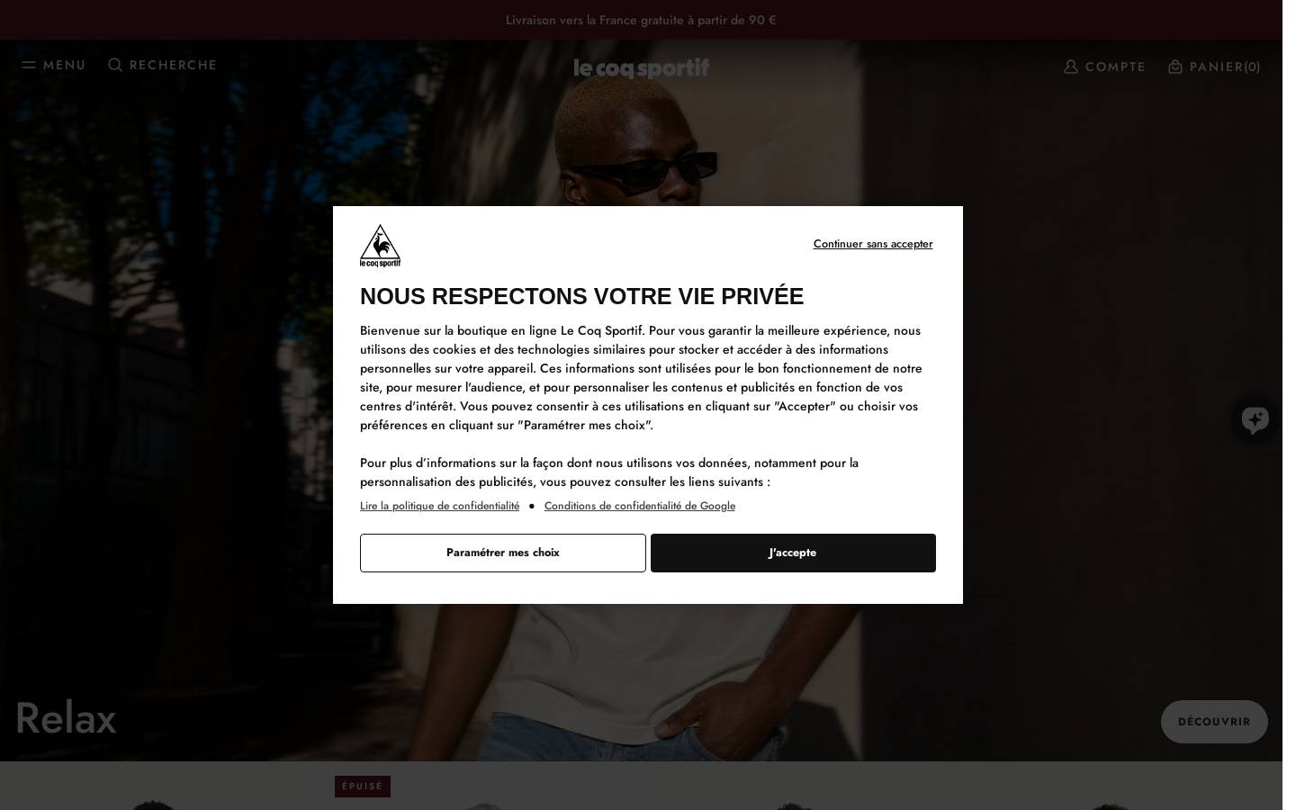 Le Coq Sportif homepage screenshot